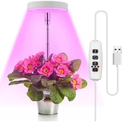 Lampe de croissance LED rouge-bleu à spectre complet 48 LED - hauteur réglable 60 cm - minuterie et luminosité réglables pour toutes les plantes d'intérieur (1/4)
