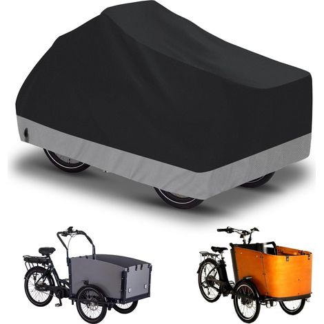Housse de protection pour vélo de chargement en tissu Oxford 420D - Imperméable - Pour l'extérieur - Résistante aux intempéries - Noir et gris (1/5)