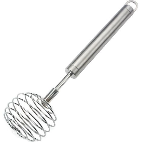 Batteur à œufs en acier inoxydable, forme ronde, mélangeur à lait portatif. (1/5)
