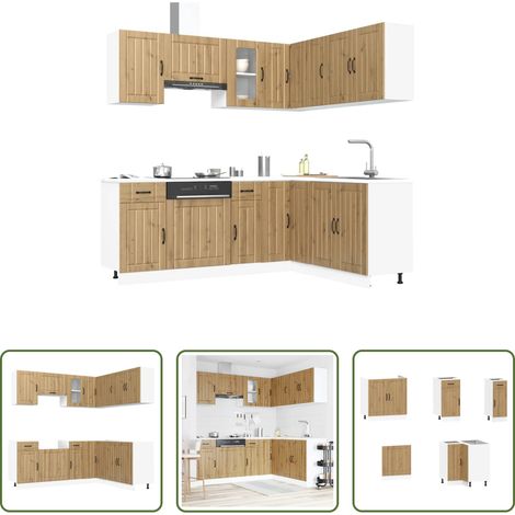 vidaXL Küchenmöbel - 11-tlg. Küchenschrank-Set Kalmar Artisan-Eiche Holzwerkstoff (1/5)