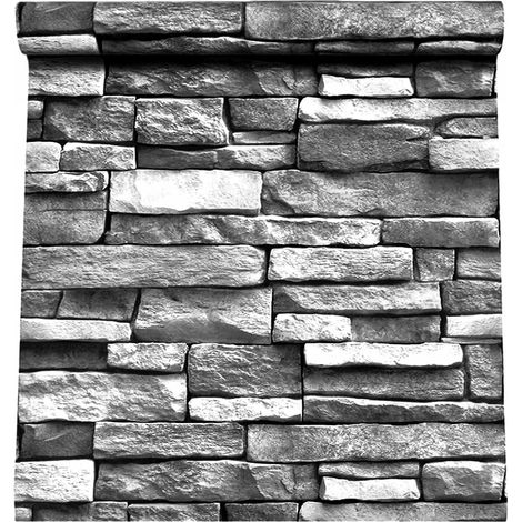 Papel pintado autoadhesivo 3D con efecto piedra, imitación de piedra, 45 cm x 10 m (1/5)