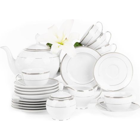 KONSIMO NEW HOLLIS PLATIN Teeservice für 6 Personen (15-teilig) Porzellan, Platin
