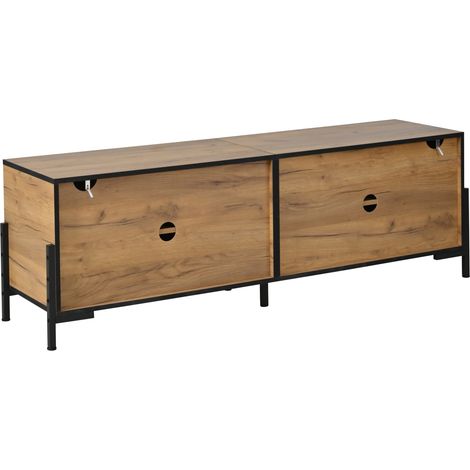 Lowboard TV 153 x 40 x 50 cm aus natürlichem MDF mit 4 Türen, für TVs bis 65 Zoll (1/5)