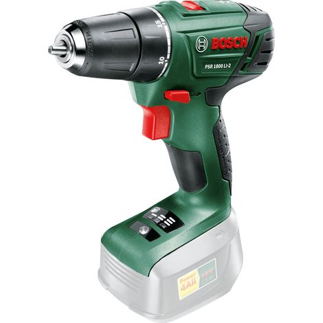 Bosch Home and Garden - Taladro/destornillador inalámbrico de dos velocidades PSR 1800 LI-2 (sin batería, sistema de 18 voltios, en embalaje de caja)