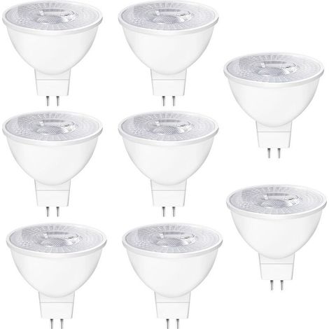Lot de 8 Ampoules LED GU5.3 MR16 12V, 6W, Blanc Chaud 2700K, 550LM, 38° Angle, Ampoules LED AC/DC Lampe Réflecteur Non Dimmable