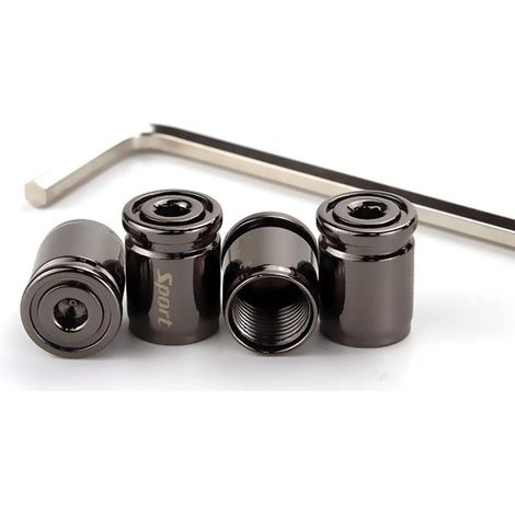 Antivol Bouchons de Valve, Capuchon de Valve Auto, Bouchon Valve Pneu Voiture Universel de Rechange pour Voitures(Noir) (1/5)