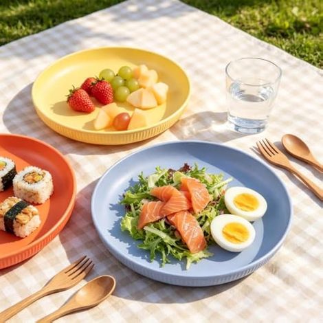 Lot de 8 assiettes en plastique réutilisables de 23 cm - Incassables - Sans BPA - Passe au micro-ondes et au lave-vaisselle (1/3)