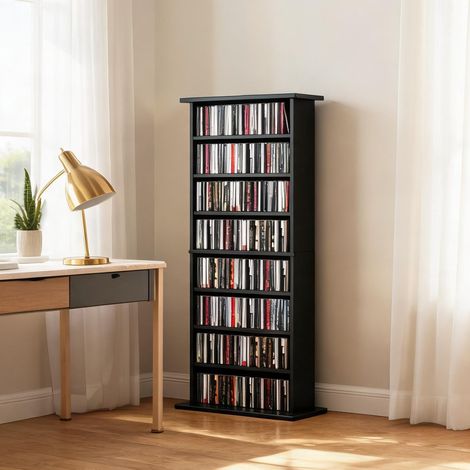 Meuble de rangement CD DVD noir 8 compartiments 126,3 cm (1/5)