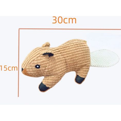 Peluche pour animaux de compagnie avec clochette, douce et résistante, écureuil brun (1/2)