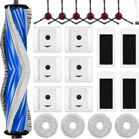 Lot de 22 Accessoires pour Robot Aspirateur Ecovacs Deebot T30 Omni / T30 Pro Omni, 1 Brosse Principale, 6 Sacs à Poussière, 4 FOREHILL, 4 Filtres, 6 Brosses Latérales, 1 Brosse de Nettoyage (1/5)