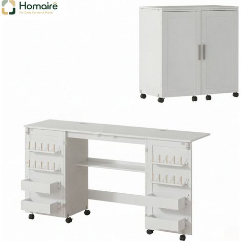 Schreibtisch aus weißer Spanplatte 40 x 40 x 81,5 cm HOMAIRE (1/5)