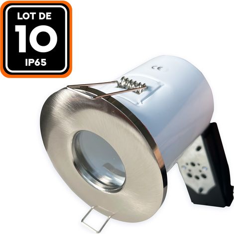 10 Support Spot BBC Alu Brossé IP65 avec Douille GU10 (1/4)