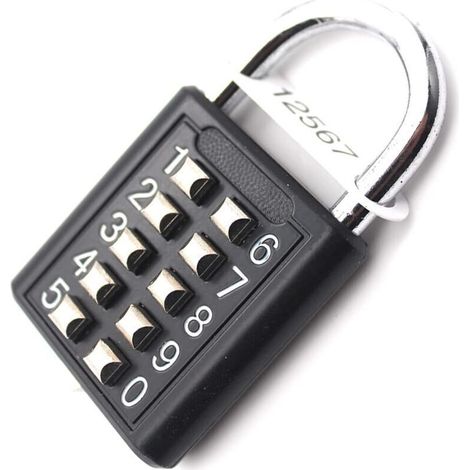 Cadenas À Combinaison - 10 Chiffres - Métal Étanche - Pour Unités De Stockage Garage Remorque - Noir - 1 Pièce (1/5)