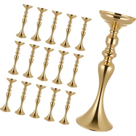 Mophorn 16 Stück Metallvasen für Hochzeiten, 38 cm hohe Tischdekoration mit Blumenständern, elegante Mittelstück-Vasen für Feiern, Partys, Jubiläen und Zeremonien, goldfarben