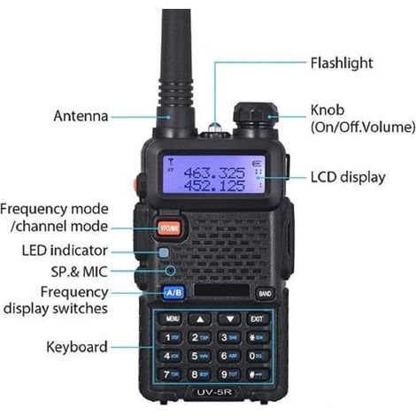 Ricetrasmettitore portatile walkie-talkie dual band VHF/UHF FM, nero, batteria agli ioni di litio da 1800 mAh - ALTRO (1/3)