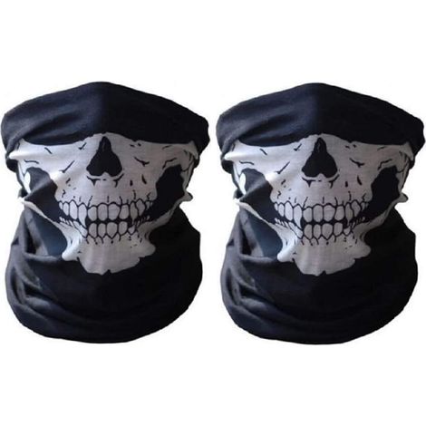 Lot de 2 cache-cou de moto avec motif tête de mort - Masque à moitié le visage (1/5)