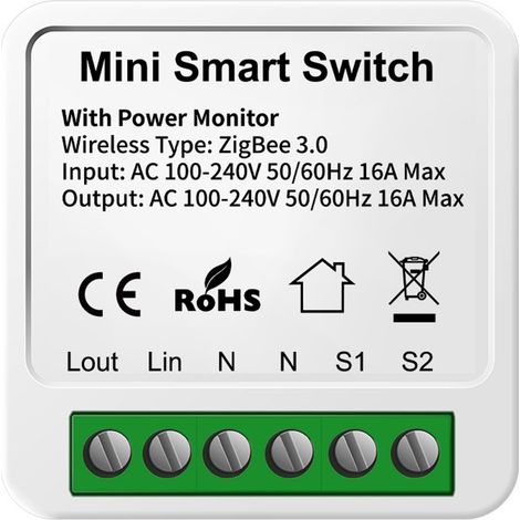 Interrupteur intelligent Tuya ZigBee 3.0 2 voies 16A AC100-240V, pour domotique, compatible Google Home Yandex Alice, contrôle mobile (1/5)