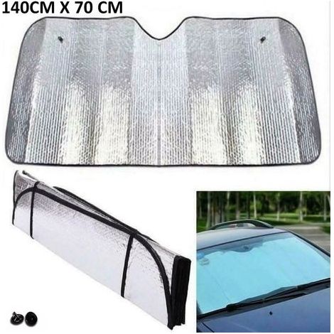 Store blind for car windshield, foldable accordion, double-sided, with suction cup attachments — 140 x 70 cm (1/4)
