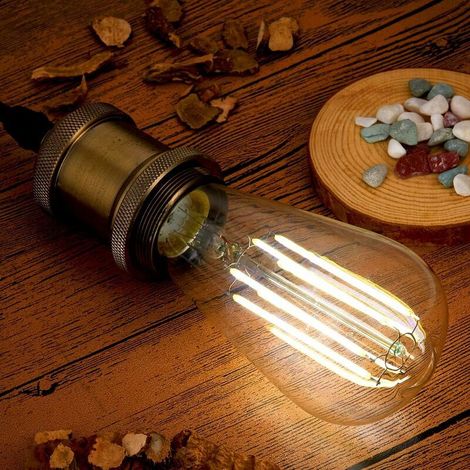8W E27 ST64 Ampoule LED, Ampoule à Filament Vintage Edison, Equivalent à 80W, Blanc Froid 6500K, 800LM, Rétro Décorative Lampe, Non Dimmable, Lot de 3 (1/3)