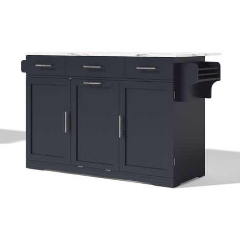 Isla de cocina móvil gris en MDF con tablero abatible MODENUIT (1/5)