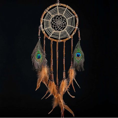 Grand Attrape-Rêves en Bambou - Premium Attrape Rêve Fabriqué à la Main, Décoration Amérindienne pour Grand et Petit, Décoration Bambous Hippie, Enfants et Adultes, Diamètre 18 cm (1/5)