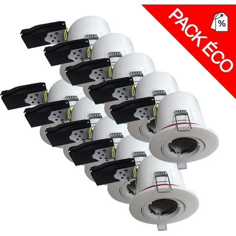 Pacchetto da 10 supporti per spot BBC RT2012 Rotondo Bianco Orientabile Ø100mm base GU10 Miidex Lighting® (1/4)