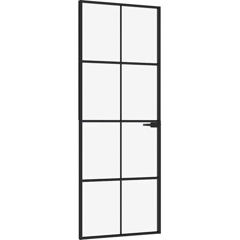 Interior Door Black 76x201.5 cm Tempered Glass&Aluminium vidaXL