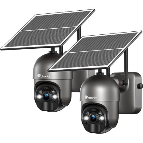Lot de 2 caméras de surveillance WiFi extérieure 4MP – Alimentation solaire – Détection humaine PIR – Vision nocturne – Résistance aux intempéries