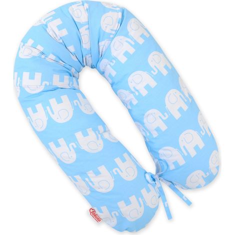 Cuscino per la gravidanza più lungo per le donne incinte + fodera rimovibile - Elefanti blu (1/5)