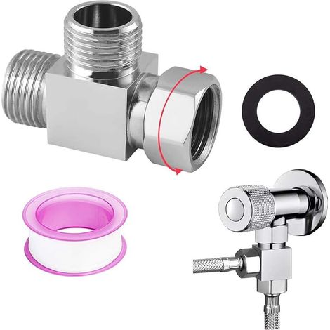 1/2 Robinet 3 Voies WC, FORMVERSITY Vanne de Dérivation 3 Voies, Valve Inverseur de Douche 3 Voies, Raccord en T 1/2. en Laiton Avec Filetage, Racraccord en T pour La Salle de Bain et La Cuisine (1/5)