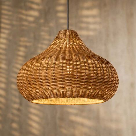 [GEBRAUCHT] B-Ware Lucande Außenhängelampe Taniola LED Gartenleuchte Rattan dimmbar beige IP44 30cm (1/2)