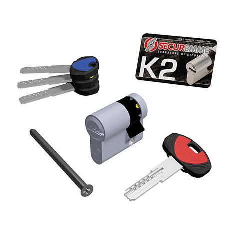 MEZZO CILINDRO SAGOMATO K2 3200M SECUREMME  CROMO SATINATO CHIAVI 3 MM 40 30+10