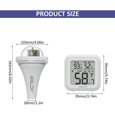 Professional Pool Thermometer Wireless LCD Screen 360 Degree Visibility Floating Easy Read for Swimming Hot Tubs Pond Test Kits – High Strength, DIY, Workshop, Construction, Installation (1/5)