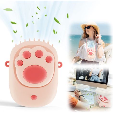 Tragbarer Nackenventilator, USB-Mini-Ventilator, Handventilator, wiederaufladbarer Tischventilator mit 3 Geschwindigkeiten für Reisen/Sport/Camping/Bürozimmer(Rosa) (1/5)
