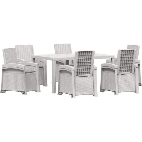 Maison Exclusive - Ensemble de salle à manger pour jardin 7 pc Blanc et gris clair (1/5)