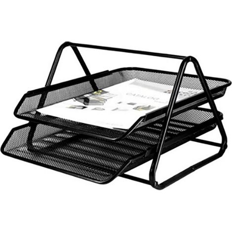 Griglia per vassoi da tavolo in metallo Q-Connect GXA100 Nero 2 vassoi 30x35x18,5 cm (1/3)