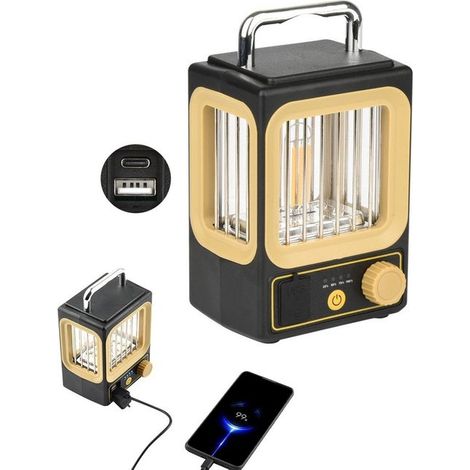 Linterna de camping KZQ 2 a pilas con sensor infrarrojo - Lámpara decorativa para exteriores, jardín y camping - Lámpara solar portátil amarilla (1/5)