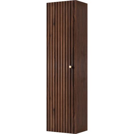 Meuble colonne suspendu de salle de bain BELLO noyer foncé 35 × 136 cm (1/5)