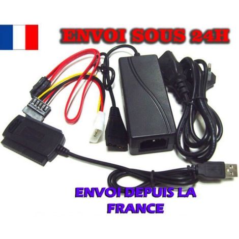 Adaptateur USB 2.0 vers Disque Dur SATA IDE - Compatible 3 5 Pouces et 2 5 Pouces - Alimentation Incluse - 1 Pièce