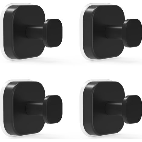 4 Crochets Ventouse Puissants – Crochet Mural Sans Perçage, Inox Étanche, Porte-Serviette pour Cuisine & Salle de Bain, Idéal Fenêtres et Surfaces Lisses, Noir (1/5)