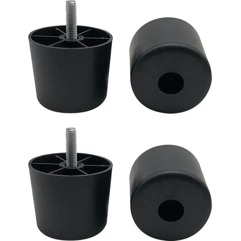 Lot de 4 pieds de meubles ronds coniques en plastique de 5,1 cm - Pieds de rechange pour canapé - Pieds de table à visser - Pieds de support pour petite armoire avec 4 vis pour commode et lit (1/3)