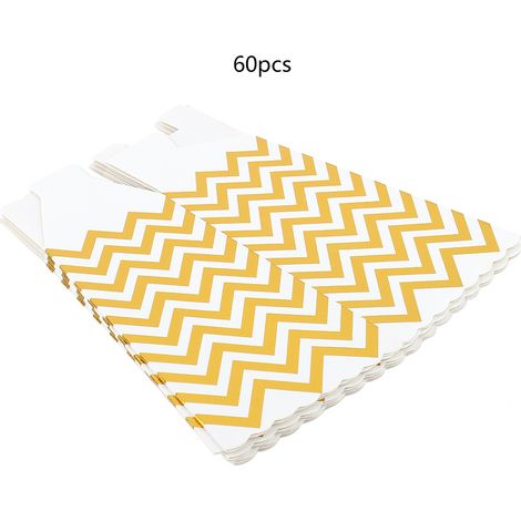 60 Sacs à Popcorn Rayés pour Anniversaire, Cinéma et Fêtes d'Enfants - Lot de 60 Boîtes Cadeau Style Rayures Vagues (1/5)