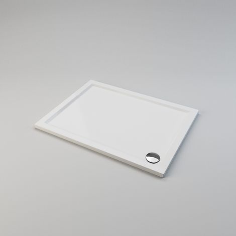 ELEGANT 1200 x 900 x 40 mm Shower Tray Slimline Square Shower Enclosure Base Gloss White with Waste Trap