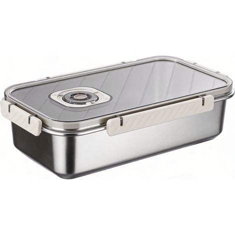 Boîte à pain en acier inoxydable pour plan de travail, hermétique, avec couvercle, compatible lave-vaisselle, 3500 ml, beige, boucle. (1/5)