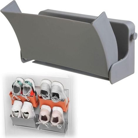 Support Chaussure Mural Pliable étagères - rangement chaussures 22,5 10,5 6,5 cm pliable mural pour étagère murale, sans perçage, cintre à couloir et couloir, économiser de l'espace, gris, 1 pièce (1/4)
