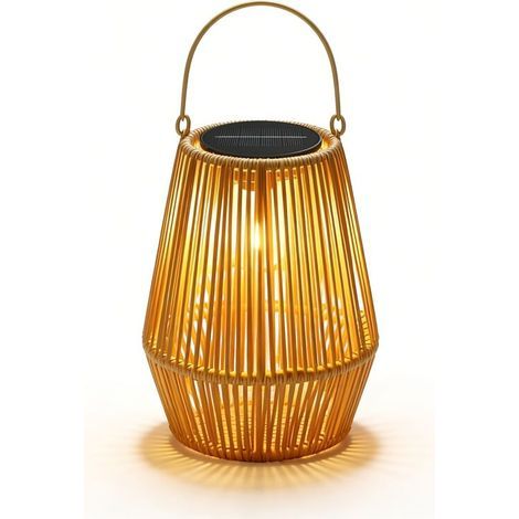 Böhmische Solarlaterne – Tragbare LED-Laterne im Rattan-Design für Garten, Terrasse, Hof, Pavillon und als Innen-/Außendekoration