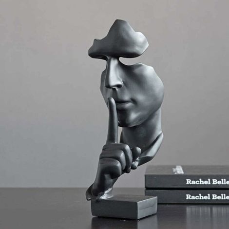 Statues de résine Homme Silencieux. Statues de Visage abstraites Modernes penseur créatif Sculptures Chiffres de Collection.Noir (1/5)