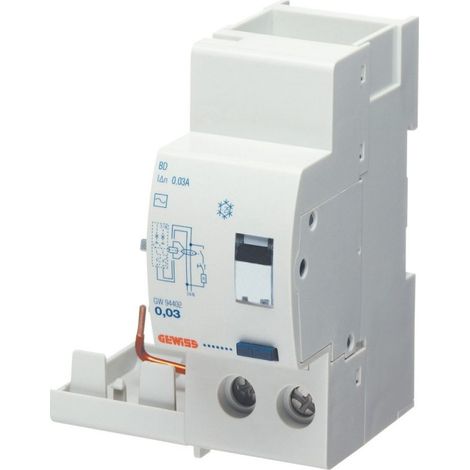 Bloc Différentiel Adaptable GEWISS Pour Disjoncteur MT-2P 25A Type AC Instantané Idn0,03a 2 Modules - GW94402 (1/2)