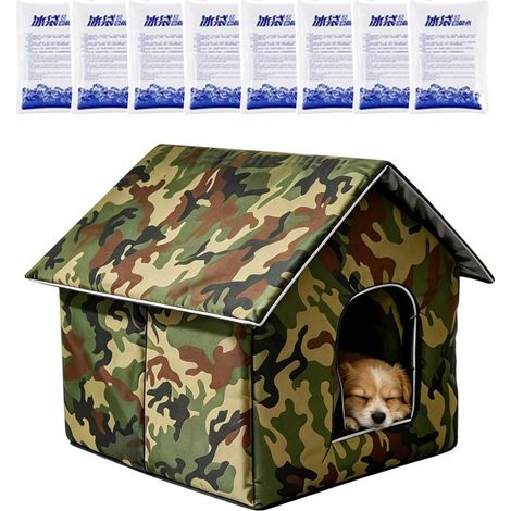 Maison Rafraîchissante pour Chat Isolation Thermique 3 avec Packs de Gel Abri Frais pour Chat Extérieur Pour chiot chien , chambre salon jardin (1/5)