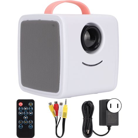 Mini-projecteur portable 1080P, haut-parleur 2W, lumière douce inoffensive, 30000 heures, durable, pour maison/bureau, 100-240V, rose, fiche US Q2 (1/5)